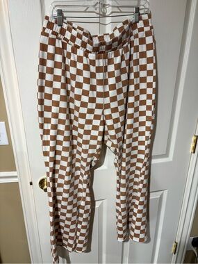 Grayson Threads Brown and White Checker Wide Leg Pants
